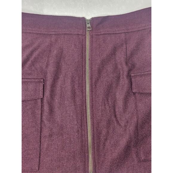 NWT Madewell ($98) Zip Front Mini Skirt Bordeaux Mélange Size 8 Medium ND130 - Picture 2 of 11